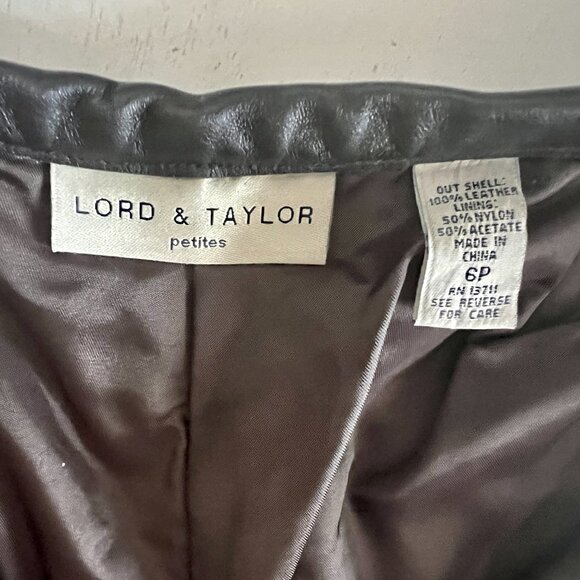 Vintage Lord & Taylor Brown 100% Leather Pants Classic Straight Leg Size 6P - Picture 9 of 12